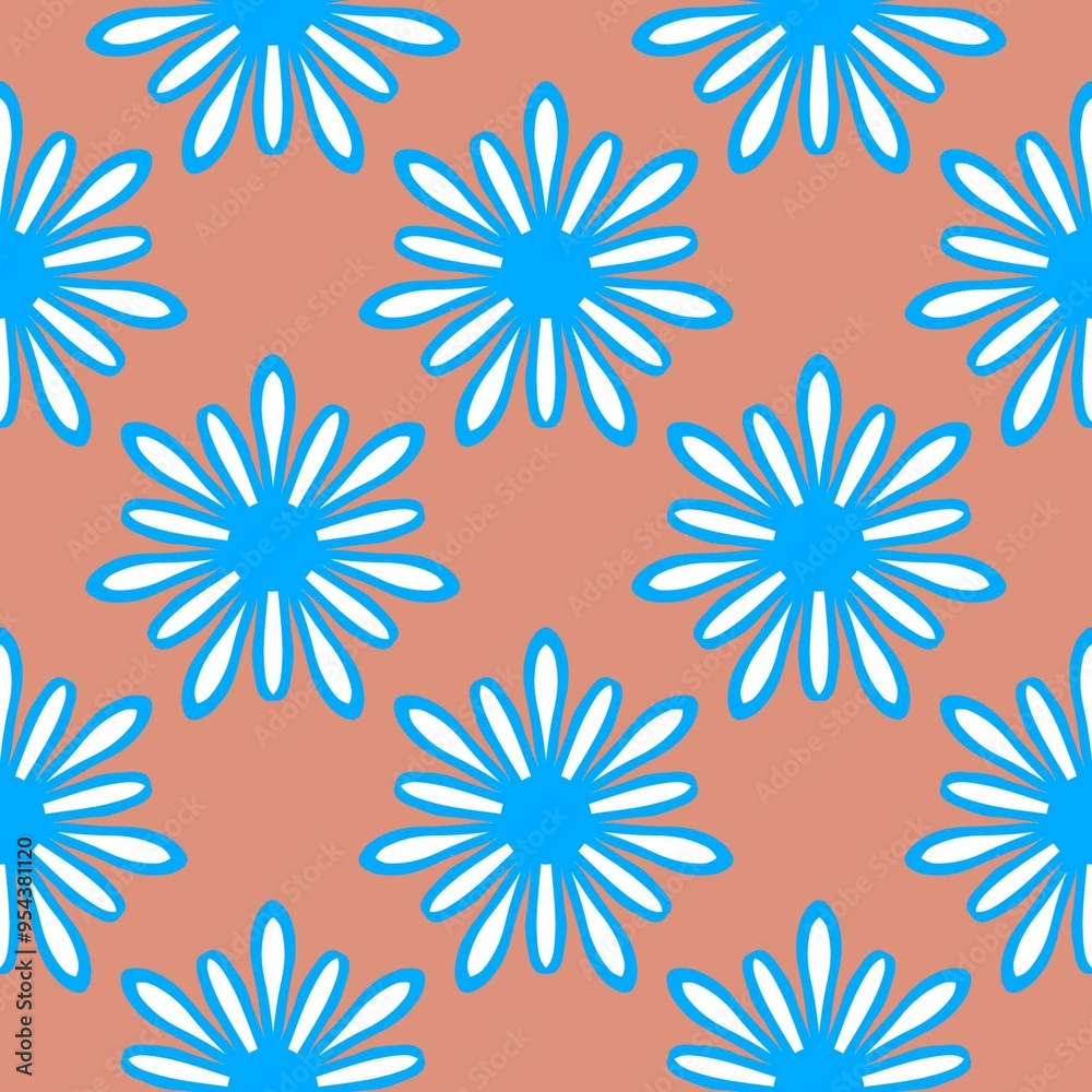 seamless background with blue line of flowers seamless background with blue line of flowers