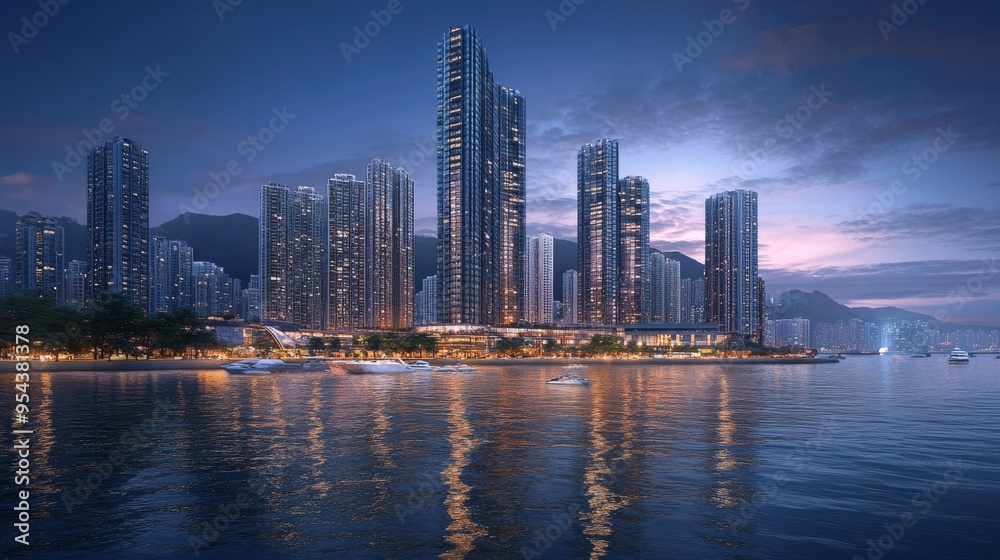 Fototapeta premium HK apartments rising onshore