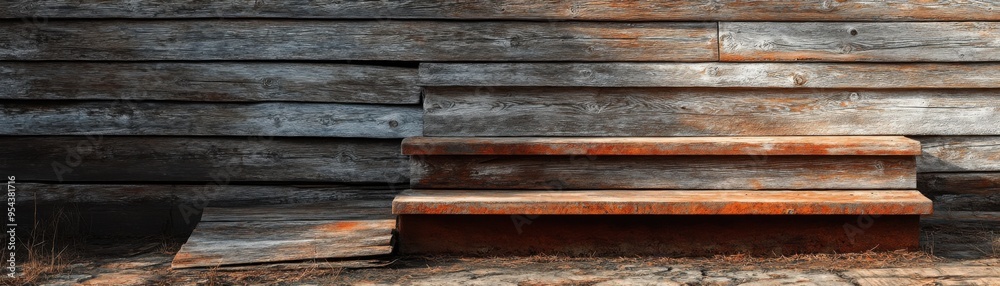 Rustic Wooden Steps Leading to a Countryside Retreat, Vintage Farmhouse Architecture, Weathered Wood, Rustic Charm, Outdoor Staircase, Old Steps, Countryside Escape, Wooden Porch, Natural Textures Rustic Wooden Steps Leading to a Countryside Retreat, Vintage Farmhouse Architecture, Weathered Wood, Rustic Charm, Outdoor Staircase, Old Steps, Countryside Escape, Wooden Porch, Natural Textures