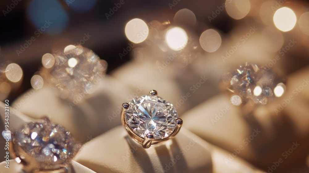Close-Up Image of Shiny Diamond Jewelry in a High-End Jewelry Store Display Close-Up Image of Shiny Diamond Jewelry in a High-End Jewelry Store Display