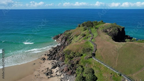 Aerial View Of Norries Headland With Timber Boardwalk In Cabarita Beach, Northern Rivers, New South Wales, Australia. photo