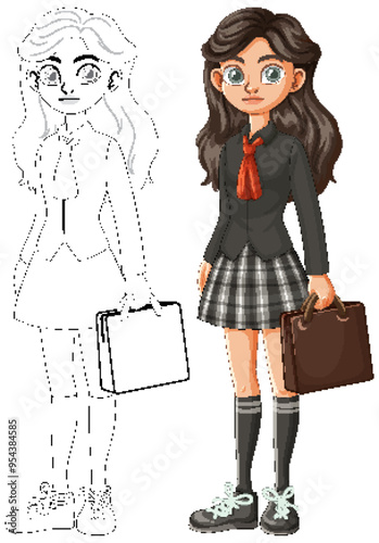 Student in School Uniform Illustration