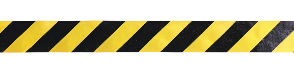 Horizontal black and yellow caution tape isolated on transparent background