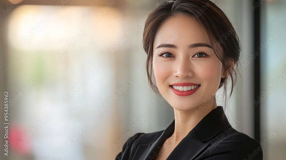 Fototapeta premium Asian businesswoman, reach out