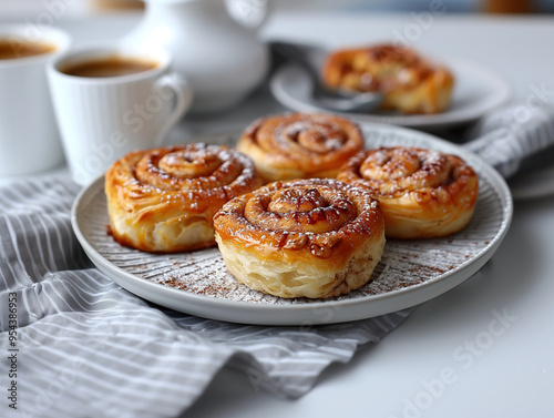 Cinnamon rolls paired with a latte