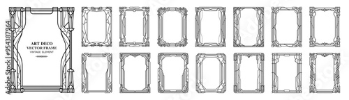 Art Deco gold frame , vintage frame , ornament frame ,line geometric luxury frames , wedding banner label card geometric background vector illustration	
