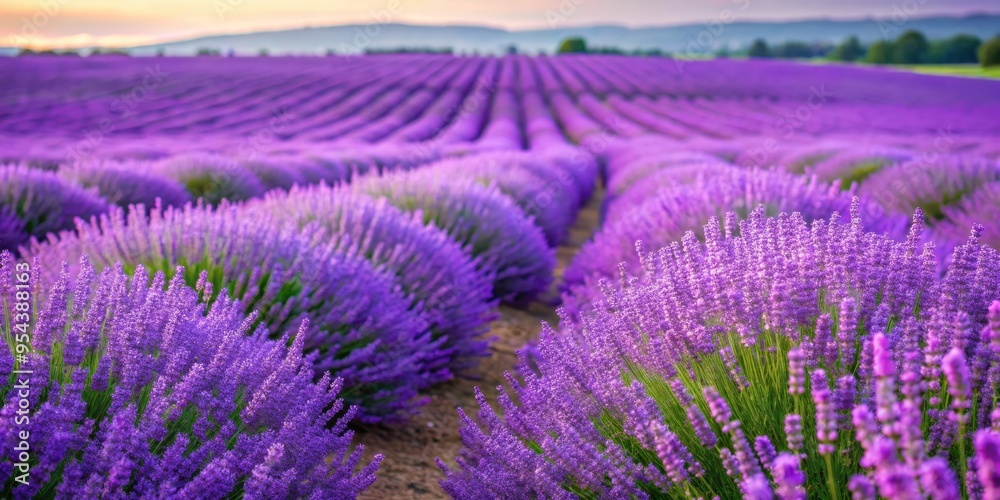Fototapeta premium Lavender purple field of lavender fragrant fields on background, lavender, purple, field, fragrant, flowers, nature, bloom