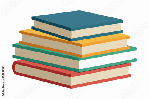 
Books icon, stack of colorful books clipart vector