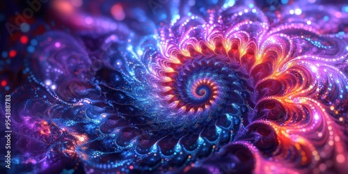 Abstract Cosmic Spiral with Glittering Details