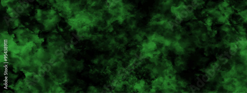 Abstract background with Scary green and black horror Textured Smoke. Old vintage retro green background texture. Bright nebula in space background. Green and black background
