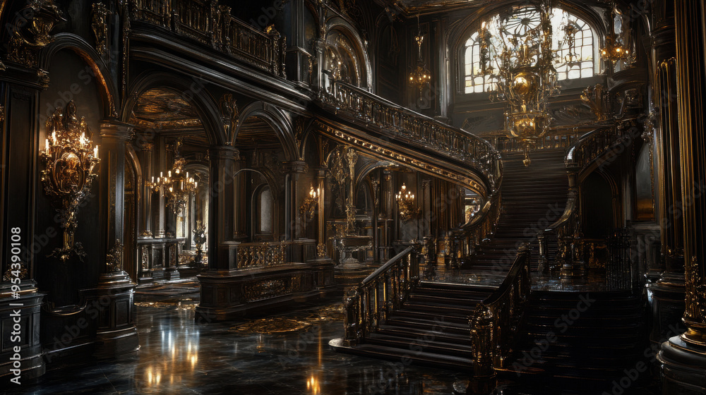 Create a photorealistic image of the intricate interior of a Victorian Gothic mansion temple, Create a photorealistic image of the intricate interior of a Victorian Gothic mansion temple,