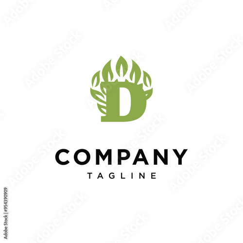 Letter D Leaf Tree logo icon vector