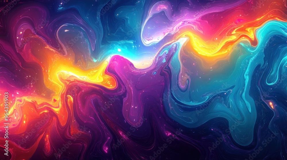 Abstract Swirling Liquid Paint in Vibrant Colors Abstract Swirling Liquid Paint in Vibrant Colors
