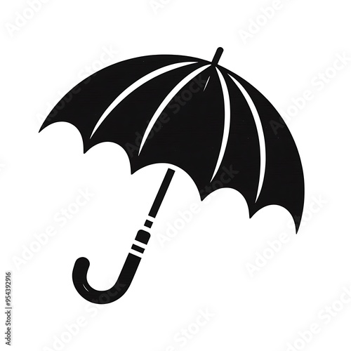 black umbrella isolated on white photo