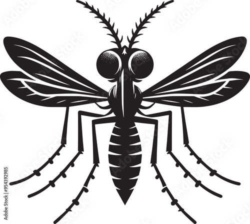 Mosquito Silhouette isolated on white background Minimalist mosquito vector illustration