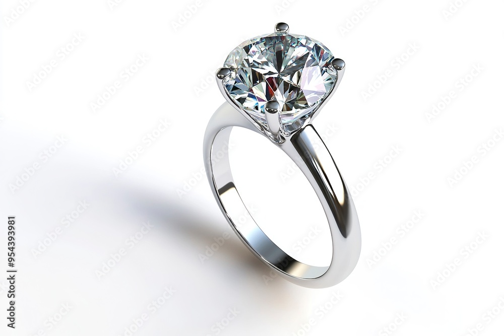 A contemporary diamond ring isolated on white background. Generative Ai A contemporary diamond ring isolated on white background. Generative Ai