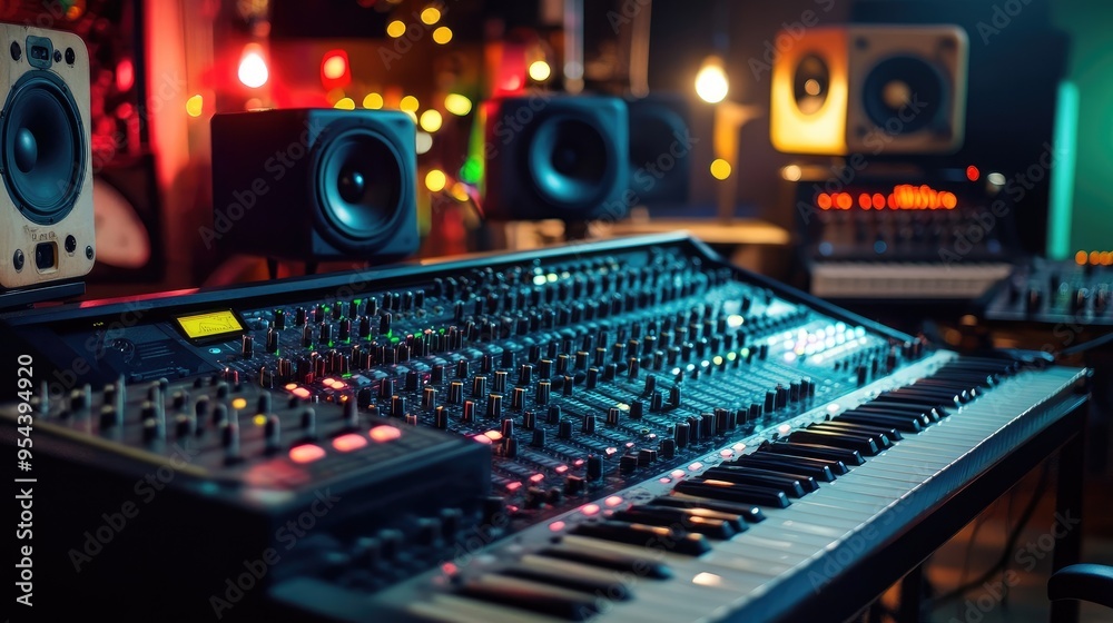 State-of-the-Art Music Studio with Professional Sound Equipment and Instruments State-of-the-Art Music Studio with Professional Sound Equipment and Instruments
