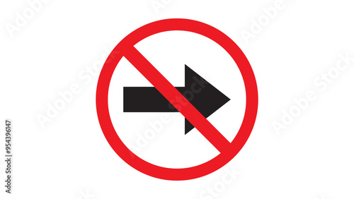Free Download This graphic representation of a right direction restriction icon is perfectly isolated on a plain white background. - GFXLoad