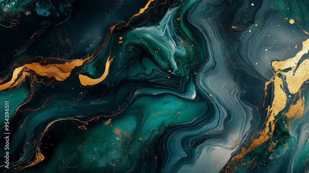 Abstract Green and Gold Swirling Marble Texture Abstract Green and Gold Swirling Marble Texture