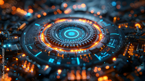 3D Futuristic Technology Gear Illustration