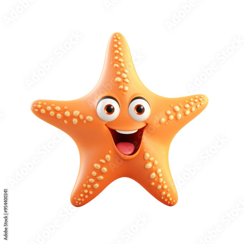 A cartoon starfish with a big smile and large, round eyes.