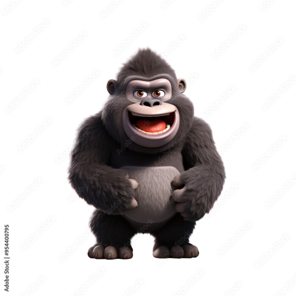 A cheerful, cartoon gorilla with a wide smile and his hands on his hips. A cheerful, cartoon gorilla with a wide smile and his hands on his hips.