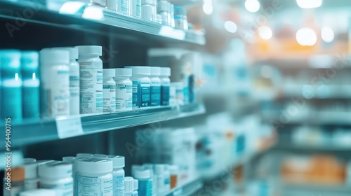 Prescription Medications and Medical Equipment Displayed on Pharmacy Shelves