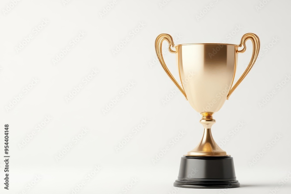 Shiny gold trophy on a minimalist background symbolizing achievement and success in competitions and awards. Shiny gold trophy on a minimalist background symbolizing achievement and success in competitions and awards.