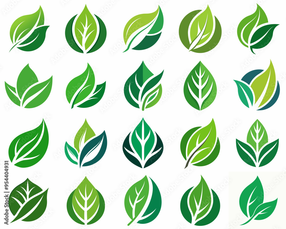 A set of leaf icon logo designs, leaf icon logo bundle