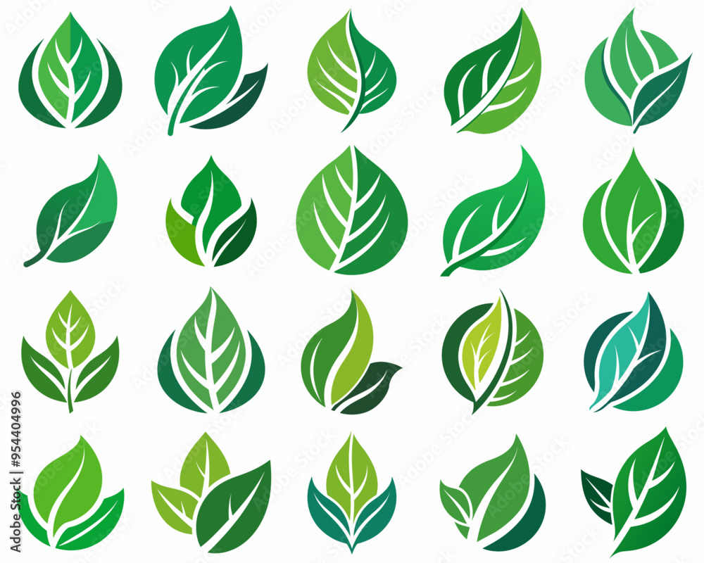 A set of leaf icon logo designs, leaf icon logo bundle