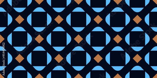 Simple geometric pattern abstract square shapes motif classic blue minimal background. Small diamond, triangle elements modern fabric design textile swatch ladies dress, man shirt allover print block.