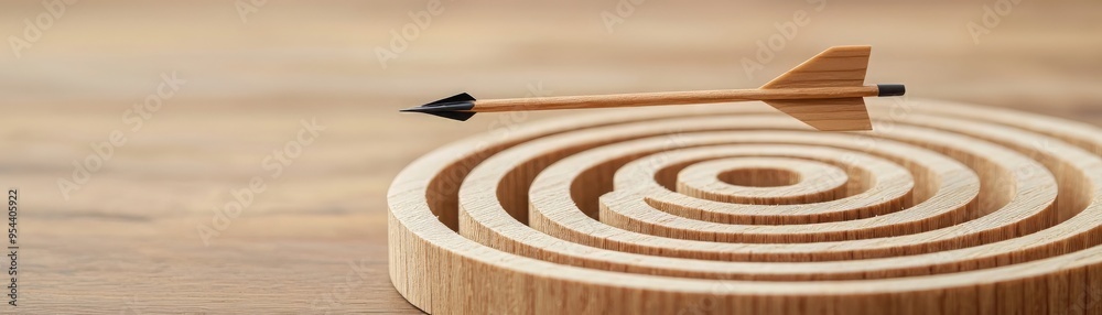 A wooden target with an arrow poised to hit the center, symbolizing precision and focus in goals and achievements. A wooden target with an arrow poised to hit the center, symbolizing precision and focus in goals and achievements.