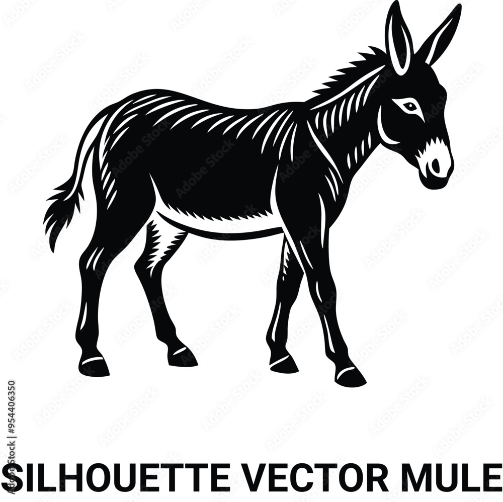 Obraz premium Mule walking silhouette vector