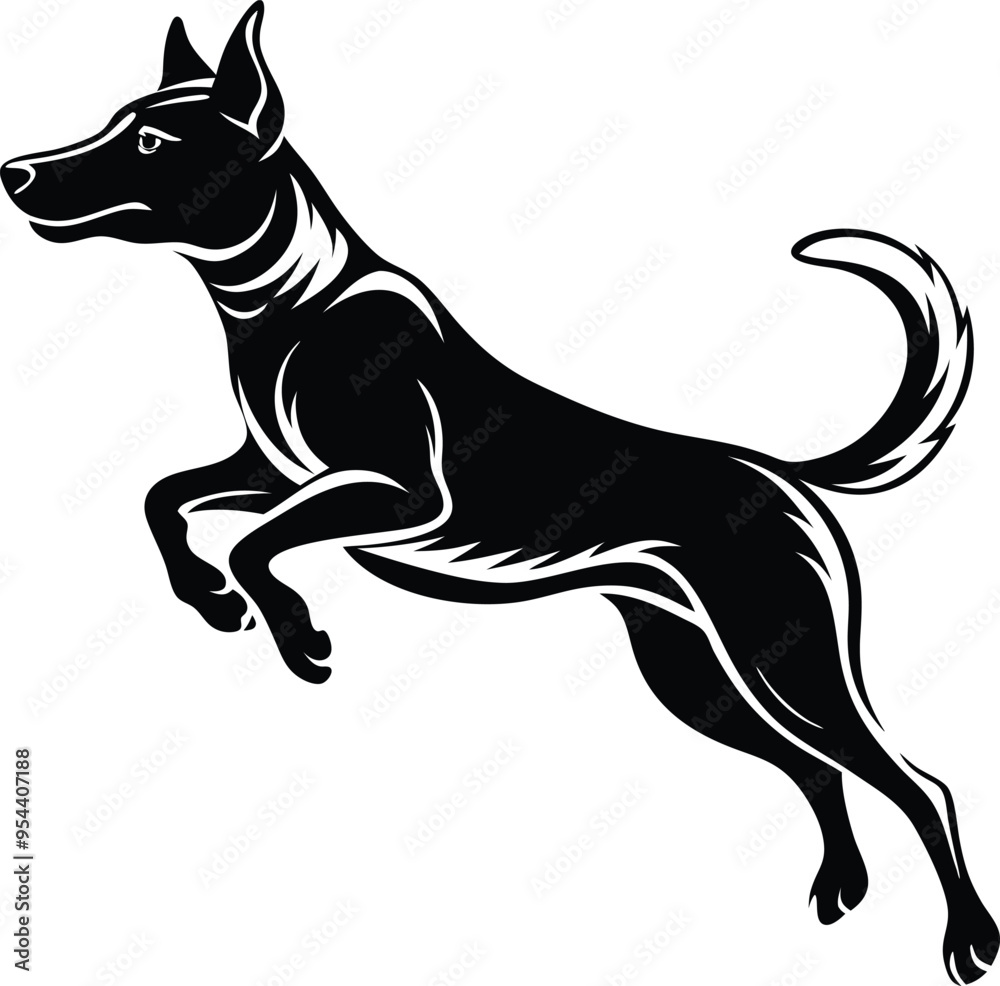Obraz premium dog jump silhouette vector