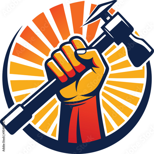  hand of labor holding a hammer