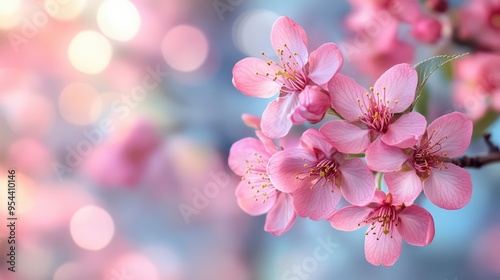 Pink Blossoms with Blurred Background.