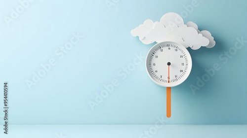 Barometer Needle Representing Atmospheric Pressure in Paper Cut Graphic Style