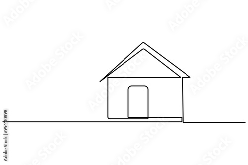 House continuous one line drawing of isolated outline vector icon