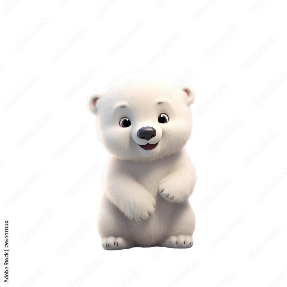 A cute, cartoon-style polar bear cub sitting with its paws crossed. A cute, cartoon-style polar bear cub sitting with its paws crossed.