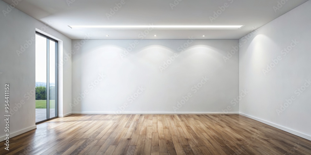 Obraz premium Room with blank white wall, blank, white, wall, room, empty, interior, space, background, design, decoration