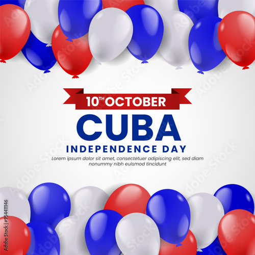 Cuba Independence Day background with Cuba color Balloons Illustration. Greeting Card with National Flags