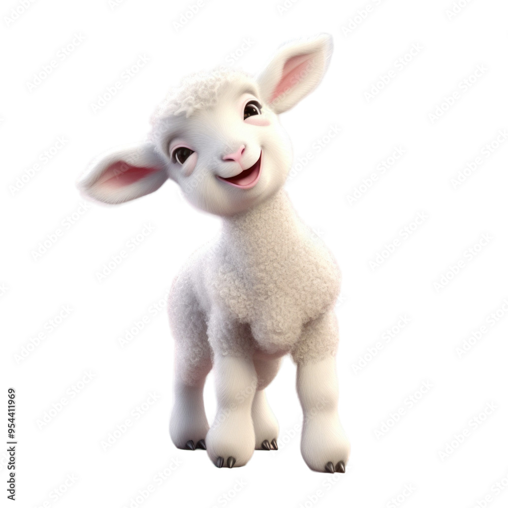 A cute, fluffy white lamb with a big smile, looking directly at the camera. A cute, fluffy white lamb with a big smile, looking directly at the camera.