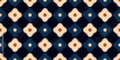 Elegant floral background checkered pattern seamless grid line vector design. Abstract flowers stylish geometric texture. Modern fashion textile fabric swatch. Easy to recolor all over print block.