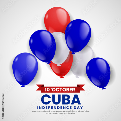 Cuba Independence Day background with Cuba color Balloons Illustration. Greeting Card with National Flags