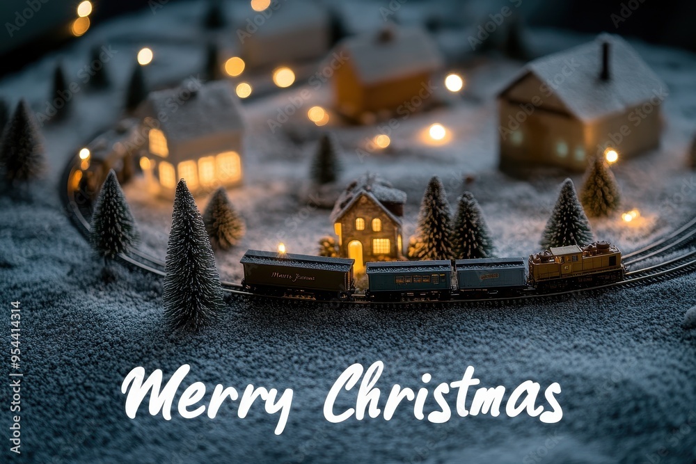 Holiday Train Set Collage: Pictures of a model train set circling a ...
