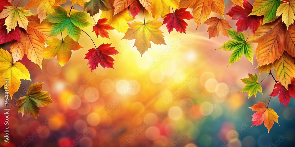 Vibrant autumn leaves against a gradient background, symbolizing the beauty of seasonal change and nature, autumn, leaves