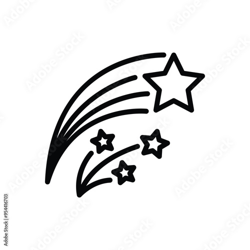 Black line icon for shooting star