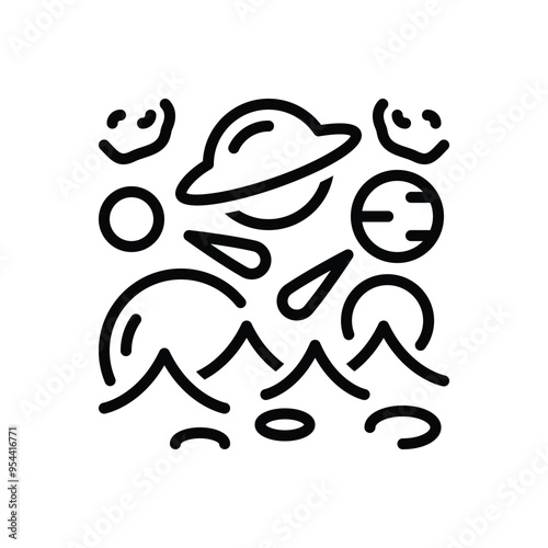 Black line icon for space conquest
