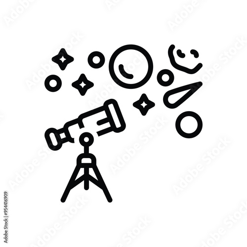 Black line icon for stargazing