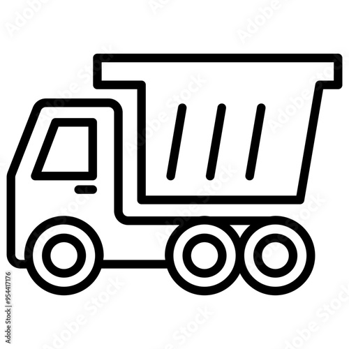 Dumper truck icon in thin line style vector illustration graphic design